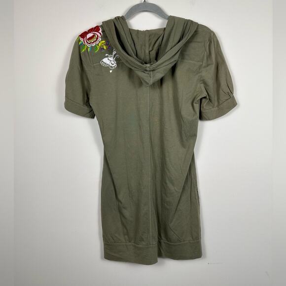 Johnny Was Vintage Tunic/ Dress Floral Embroidered Botton Front Pockets Green - Picture 2 of 9